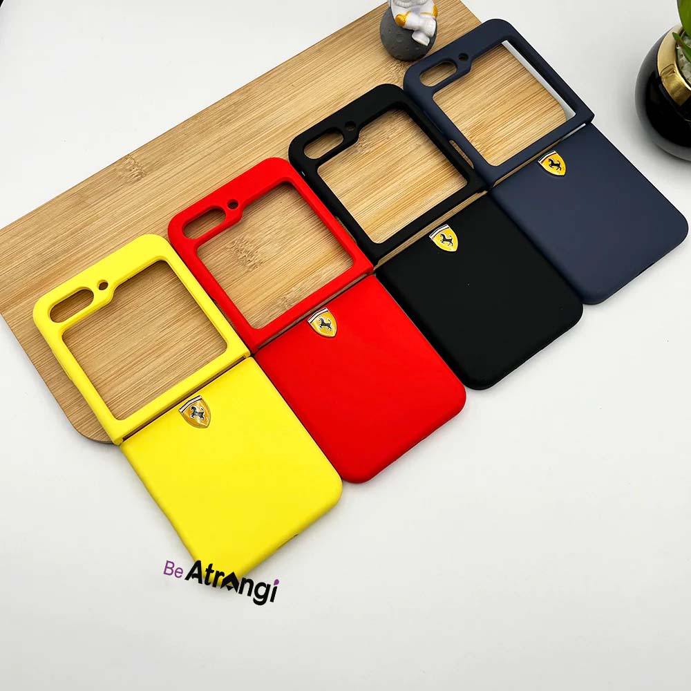 Samsung Galaxy Z Flip 5 Matte Finish Ferrari Sports Car Logo Design Case Cover