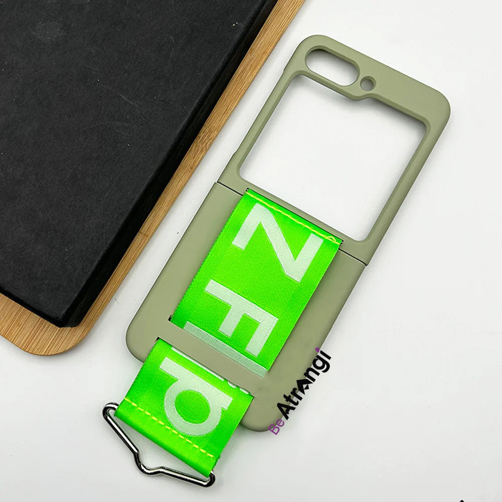 Samsung Galaxy Z Flip 5 Liquid Silicone Wristband Strap Case Cover (Dusky Green)