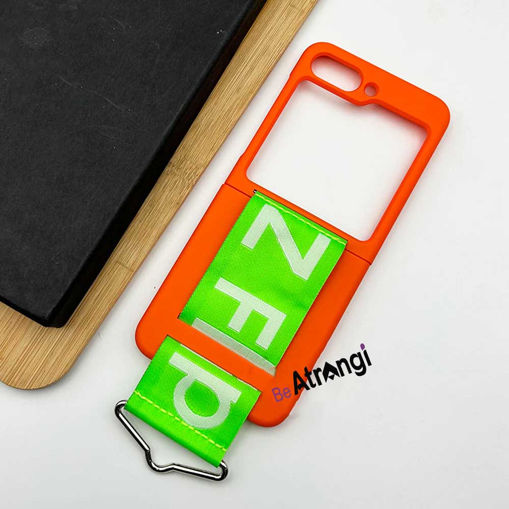 Samsung Galaxy Z Flip 5 Liquid Silicone Wristband Strap Case Cover (Orange)