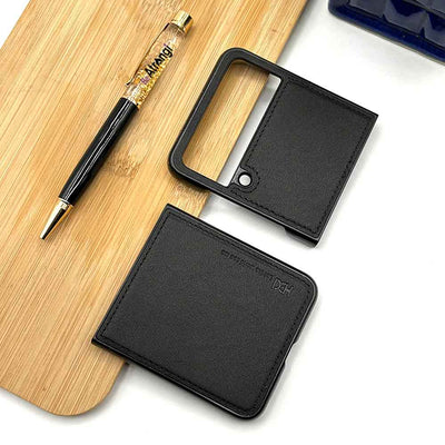 Samsung Z Flip 4 PU Leather Stitch Design Case Cover