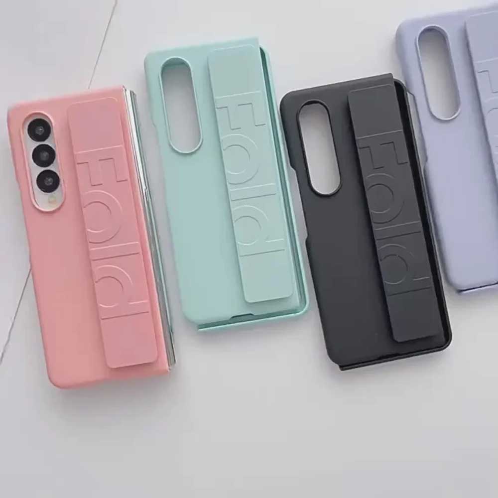 Samsung Fold 4 Silk Hard Shell Strap Holder Case