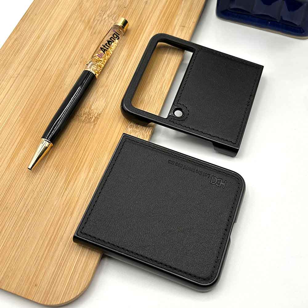 Samsung Z Flip 4 PU Leather Stitch Design Case Cover