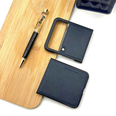 Samsung Z Flip 4 PU Leather Stitch Design Case Cover