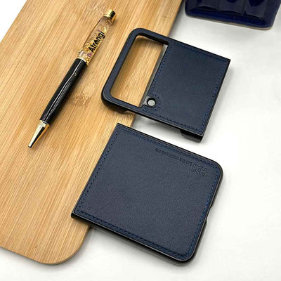 Samsung Z Flip 4 PU Leather Stitch Design Case Cover