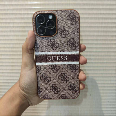 iPhone Luxury Brand Guess Leather Chrome Name Case