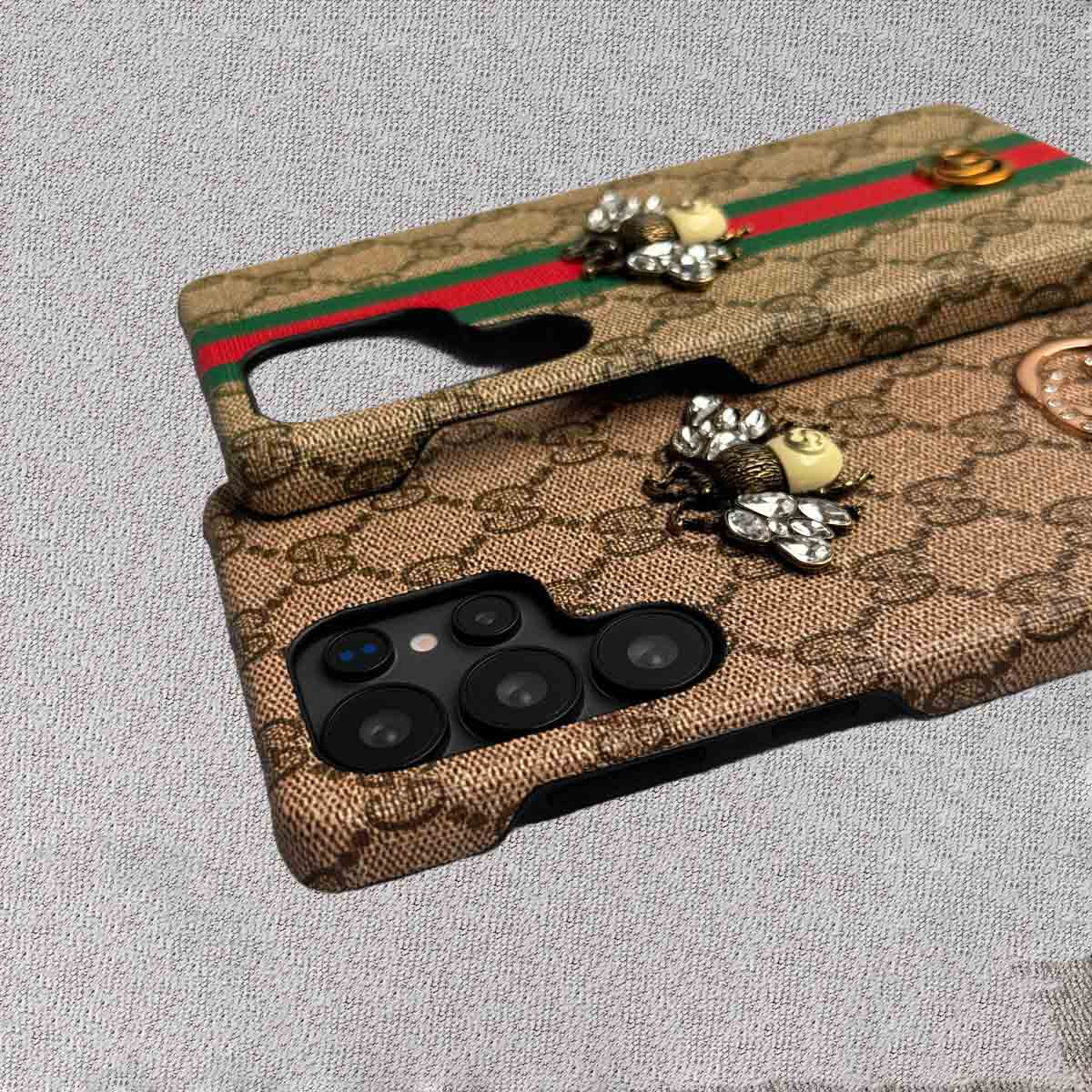 Samsung Galaxy S25 Ultra Leather Case – Luxury Gucci 3D Bee Design Cover