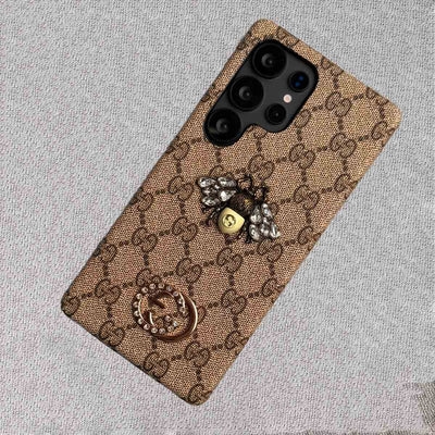 Samsung Galaxy S25 Ultra Leather Case – Luxury Gucci 3D Bee Design Cover
