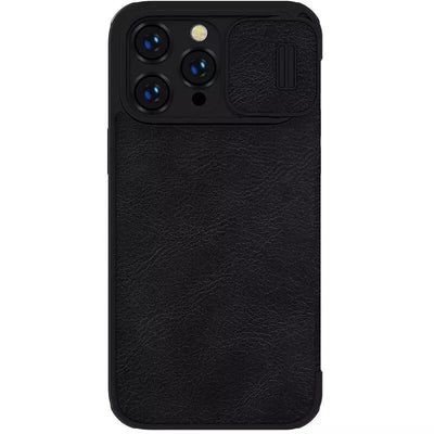 iPhone 13 Pro Max Camera Protection QIN Leather Flip Case Black