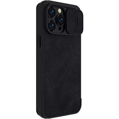 iPhone 13 Pro Max Camera Protection QIN Leather Flip Case Black