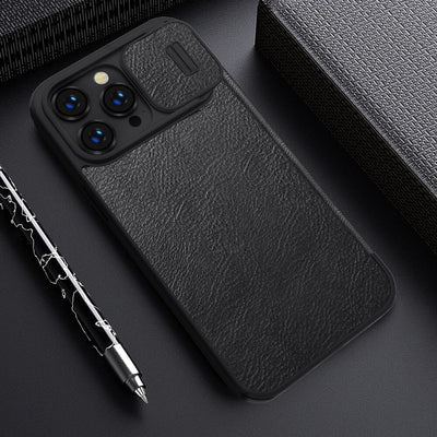 iPhone 13 Pro Camera Protection QIN Leather Flip Case Black