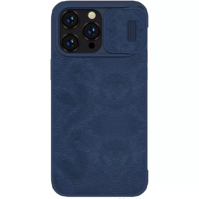 iPhone 14 Pro Max Camera Protection QIN Leather Flip Case Blue