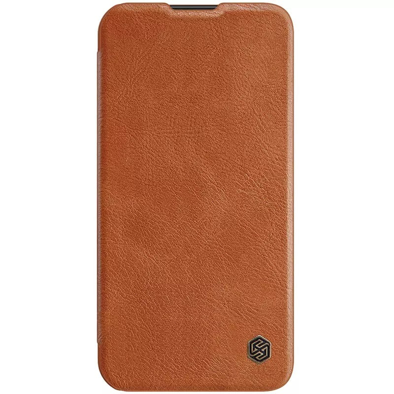 iPhone 14 Pro Camera Protection QIN Leather Flip Case Brown