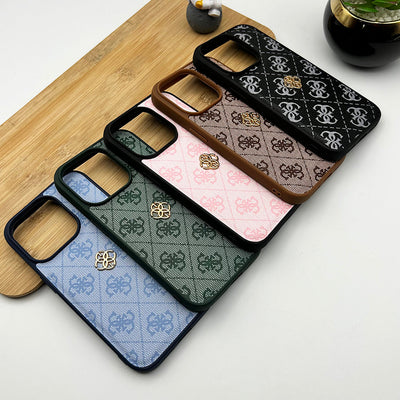 iPhone Luxury GS Fashion Leather Metal Logo Case Cover