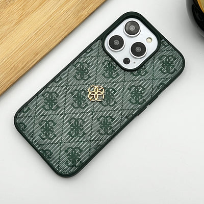 iPhone Luxury GS Fashion Leather Metal Logo Case Cover