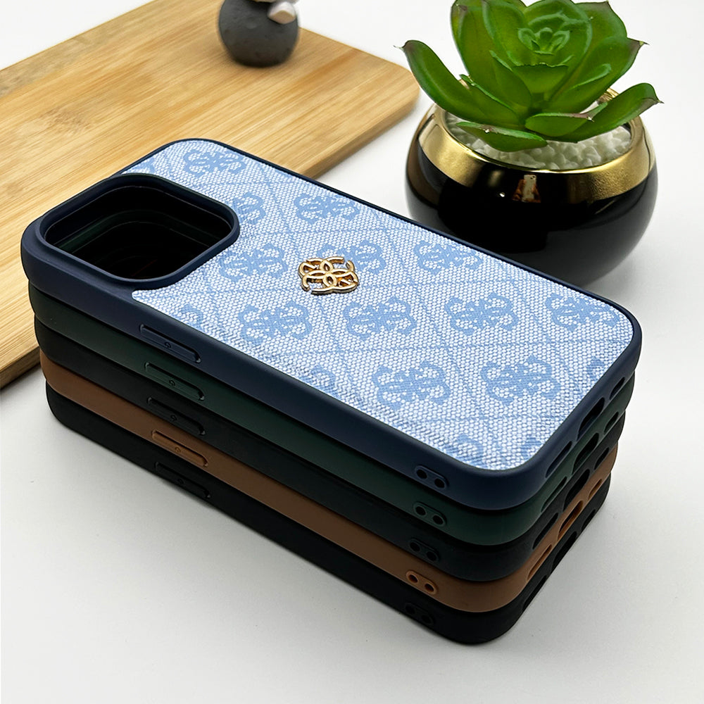 iPhone Luxury GS Fashion Leather Metal Logo Case Cover