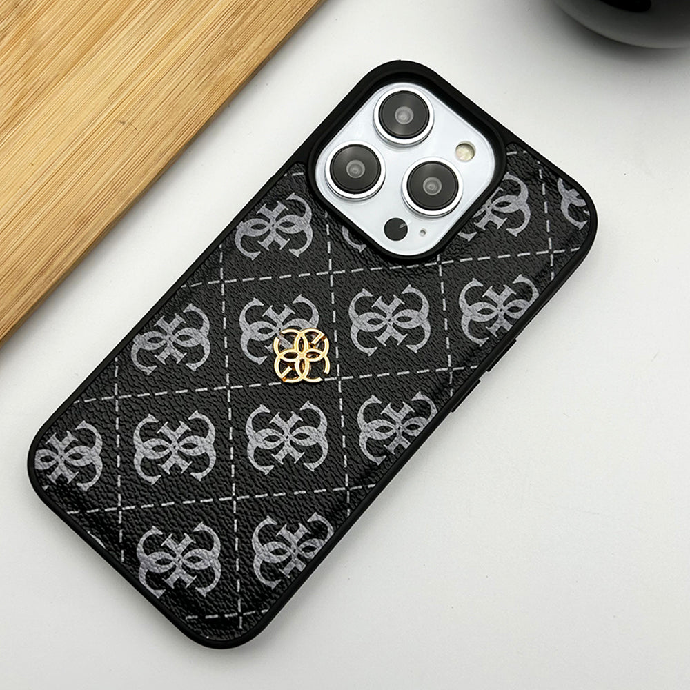 iPhone Luxury GS Fashion Leather Metal Logo Case Cover