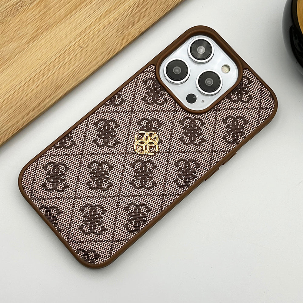 iPhone Luxury GS Fashion Leather Metal Logo Case Cover