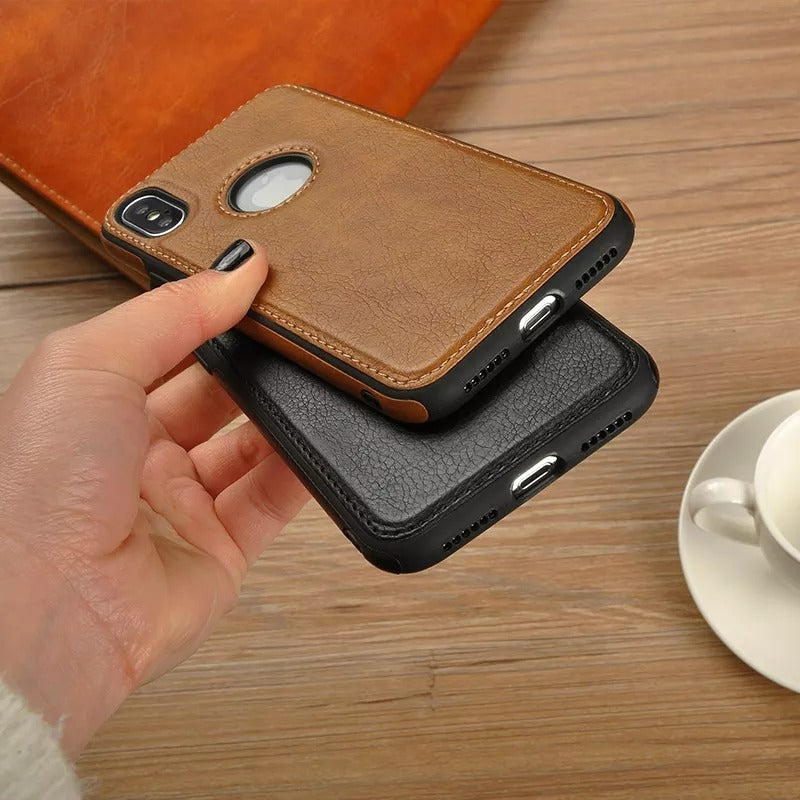 iPhone 15 Series Luxury Leather Logo Cut Back Cover