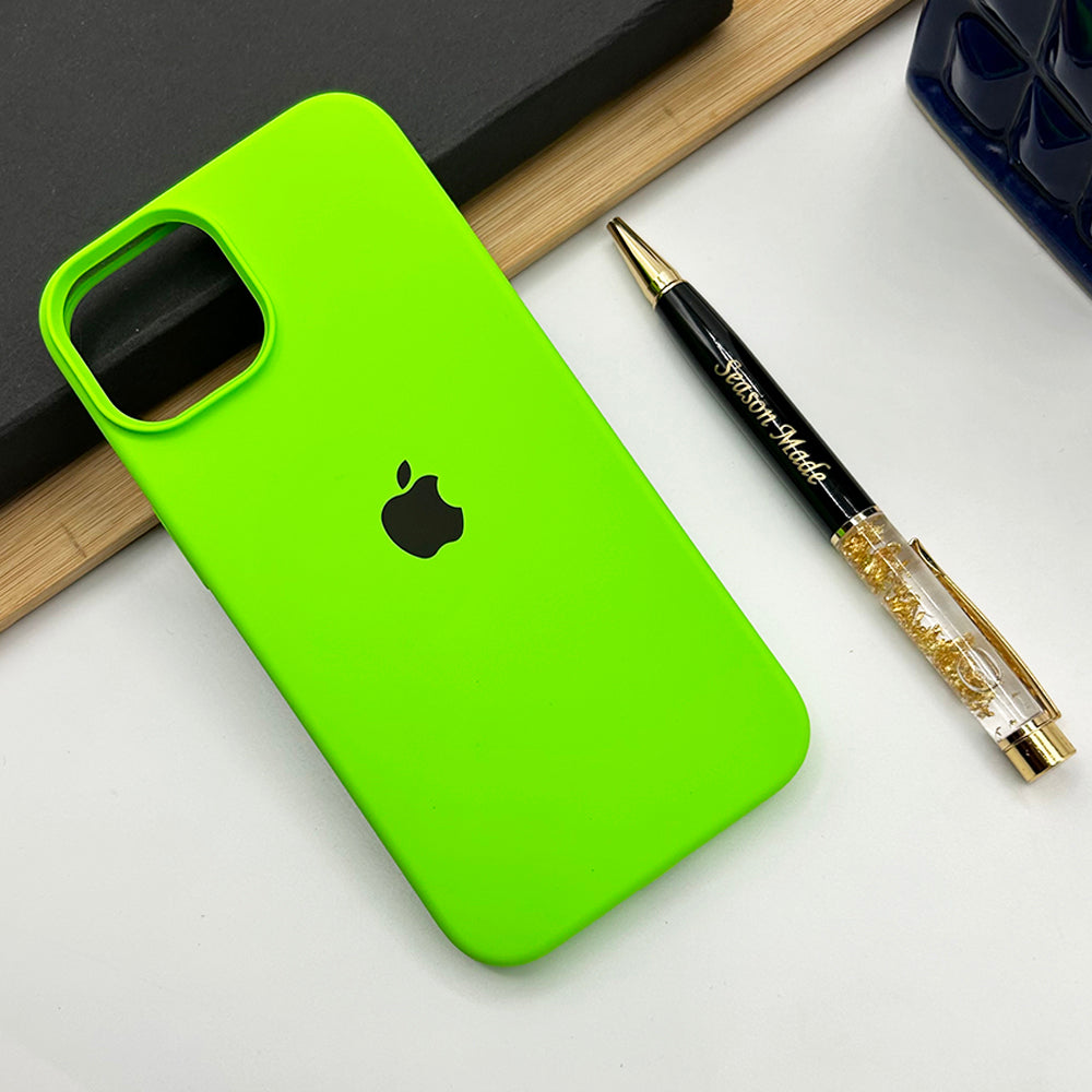 iPhone 15 series liquid silicone case cover in Neon Green