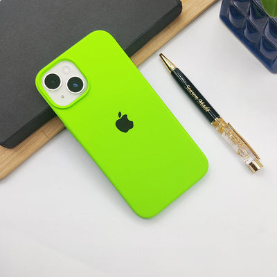 iPhone 15 series liquid silicone case cover in Neon Green