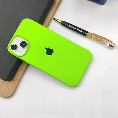iPhone 15 series liquid silicone case cover in Neon Green
