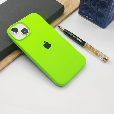 iPhone 15 series liquid silicone case cover in Neon Green