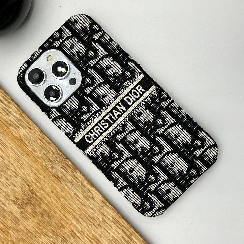 iPhone Luxury CD Brand Fabric Design Case Cover