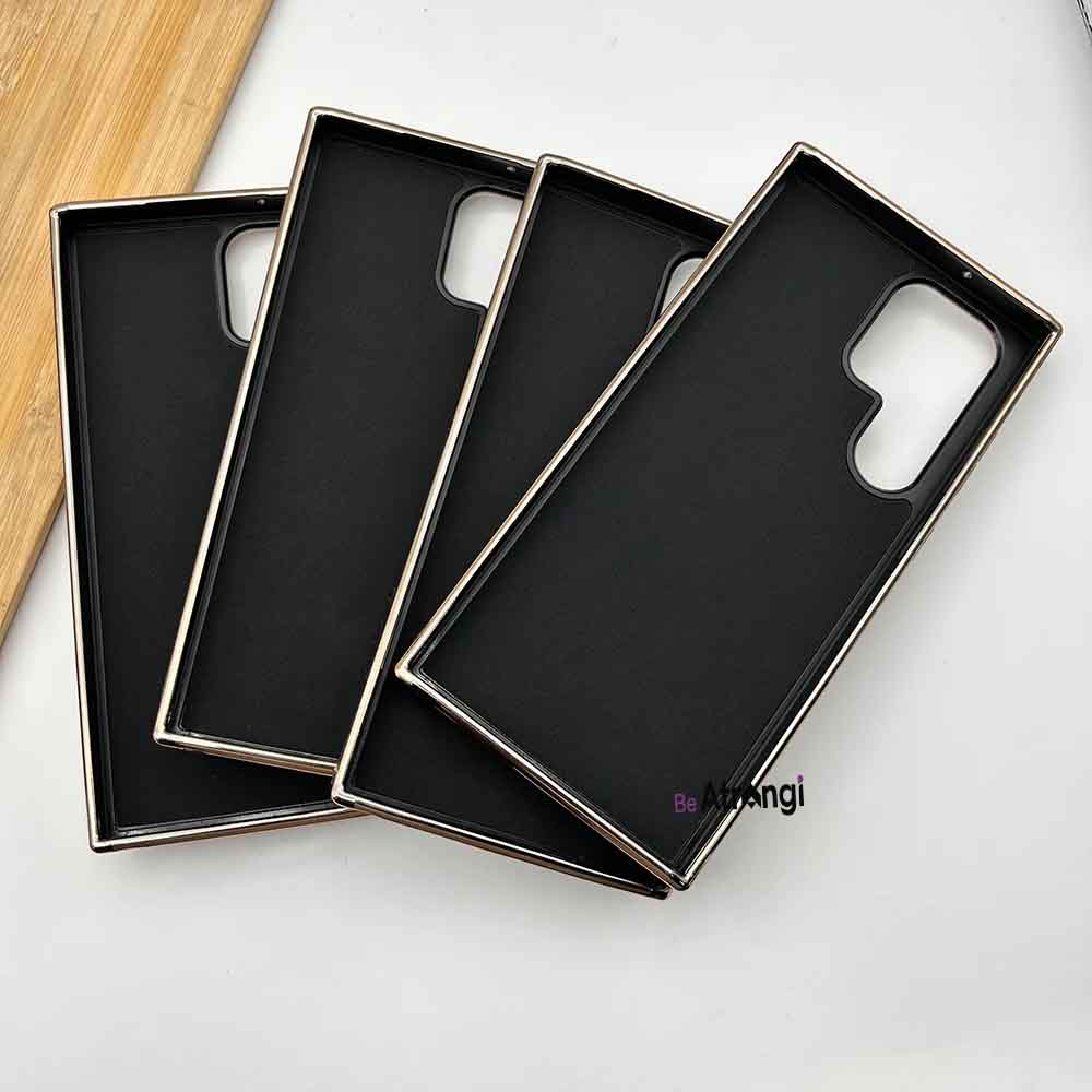 Samsung Galaxy S23 Ultra PU Leather Chrome Plated Case Cover