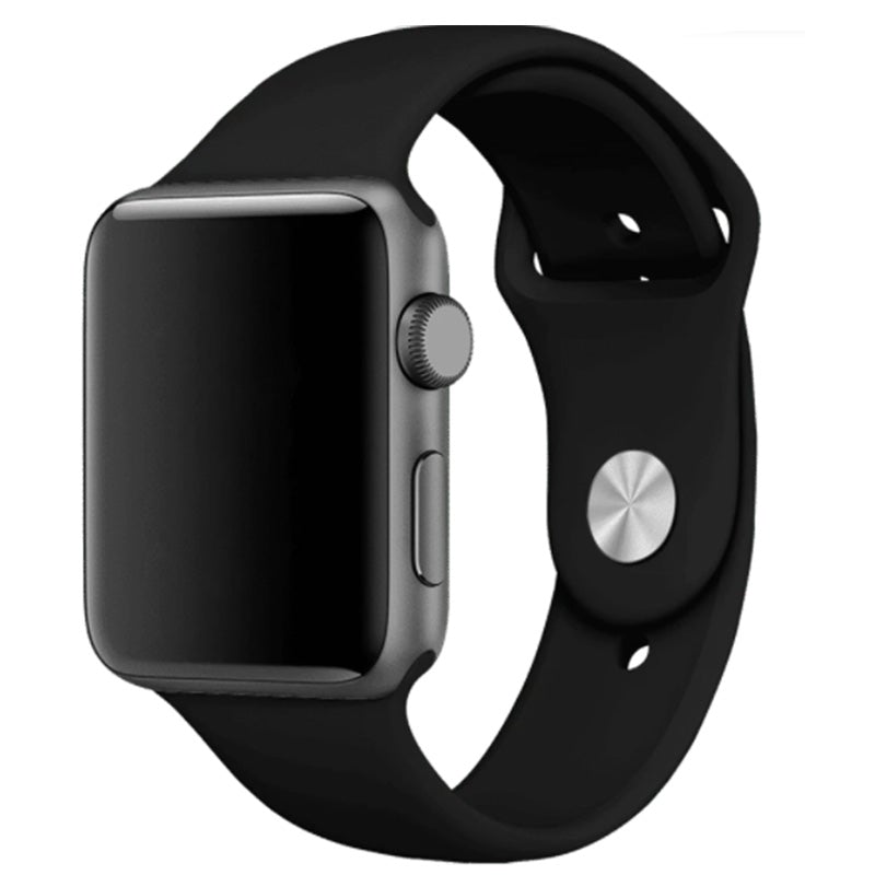 iWatch Black Silicone Sport Band for (Series SE/6/5/4/3/2/1)